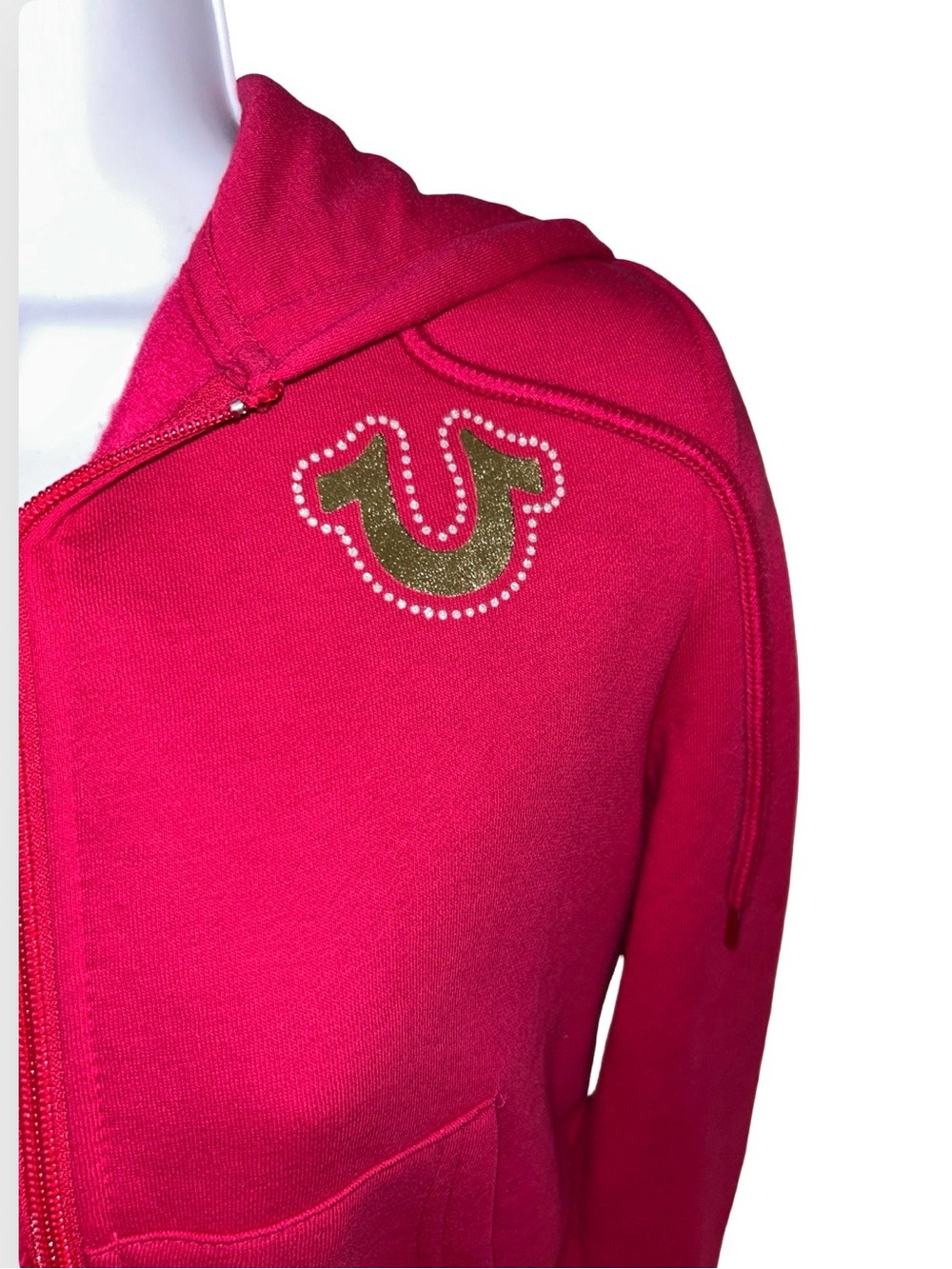 TRUE RELIGION BLING GLITTER SILVER WINGS FLEECE ZIP UP HOODIE NWT - Picture 2 of 11